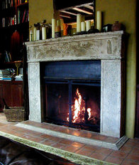 Photo of Fireplace Mantel with Oak Leaf Motif