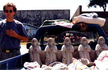 Dave Wilber with truckload of statuary